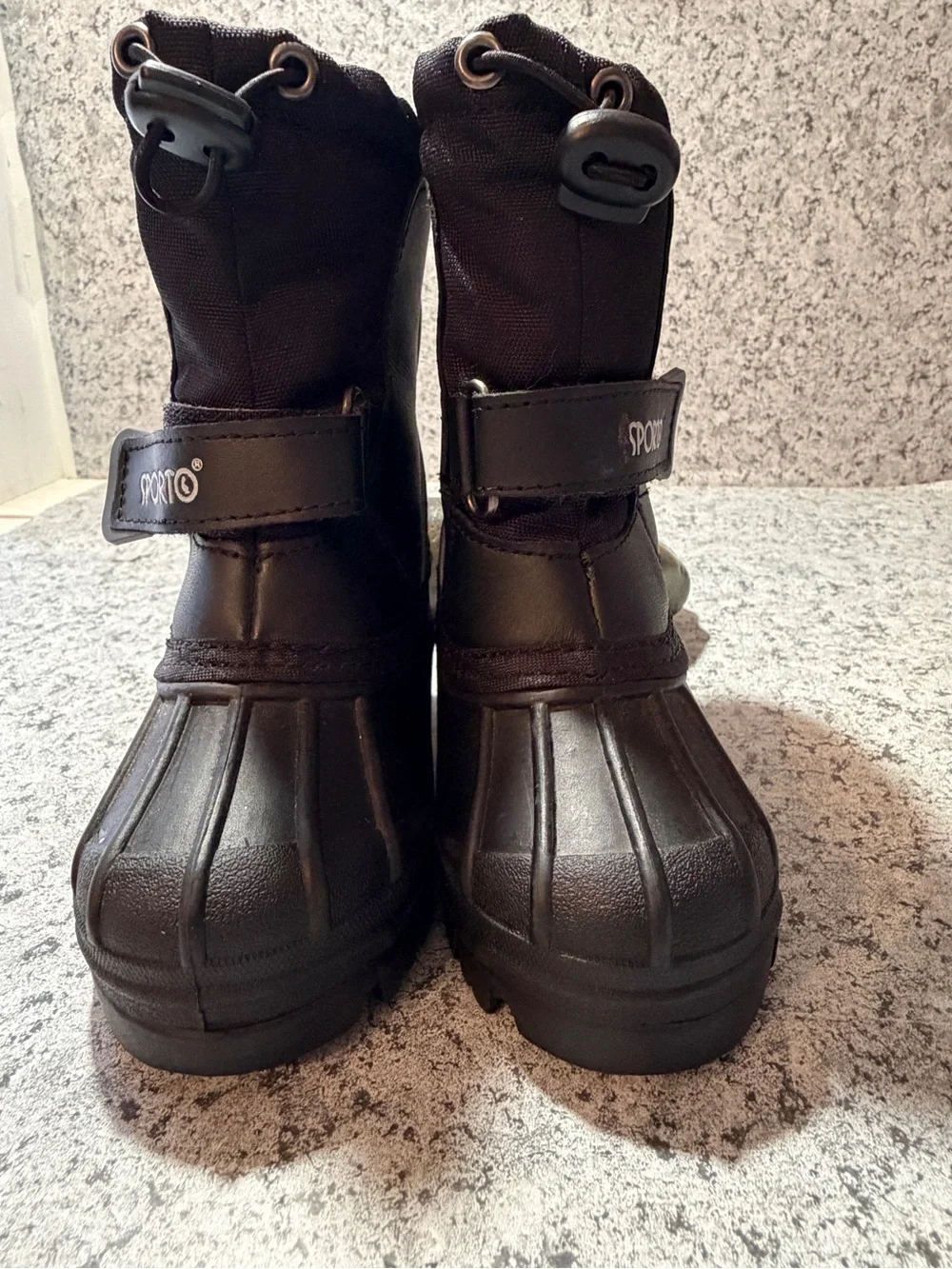 Sportos Kids Black Waterproof Winter Snow Boots. Durable Weather Gear. Sz S 5-6